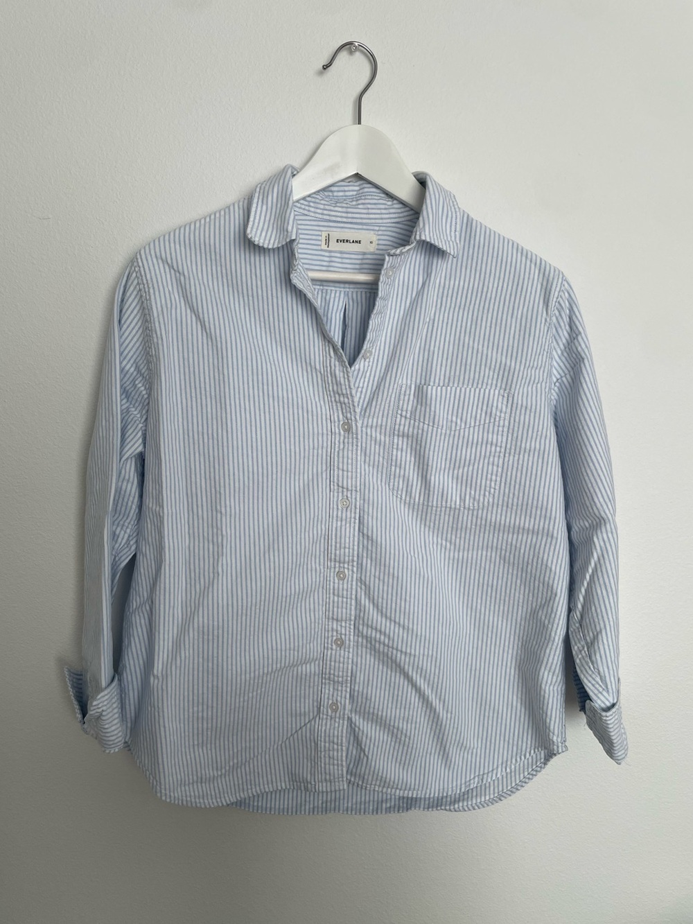 Everlane Oxford Cloth Button Down Blue and White Stripe Size 10